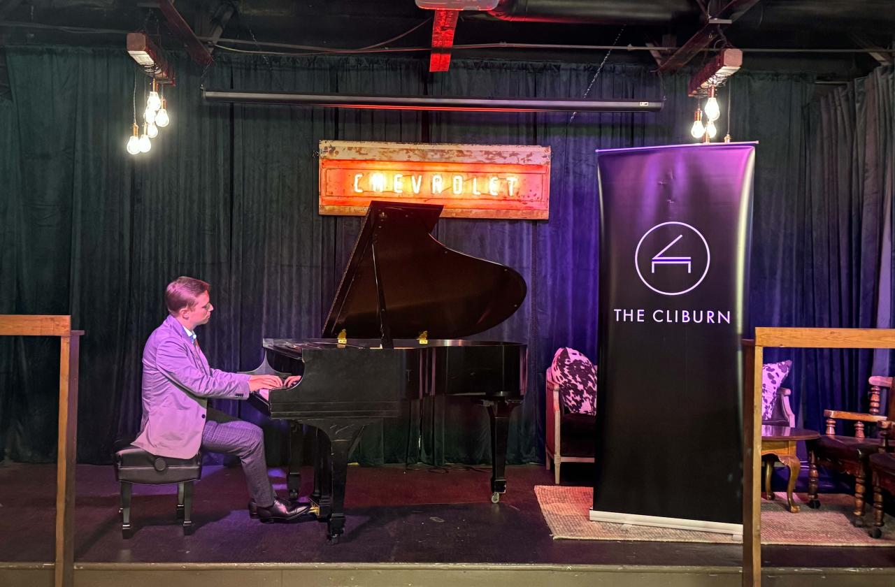 Dmytro Choni performs at a Cliburn 180º party