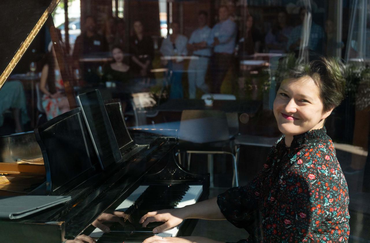 Anna Geniushene at a Cliburn 180º party